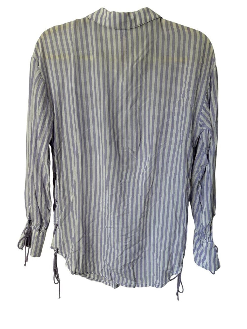 Savage Fenty Rihanna Coastal Stripe Woven Voile Sleep Long-Sleeve Shirt Small - Picture 3 of 6